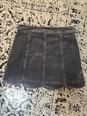 Altar'd State Gray Corduroy Scallop-Hem Skater Skirt
